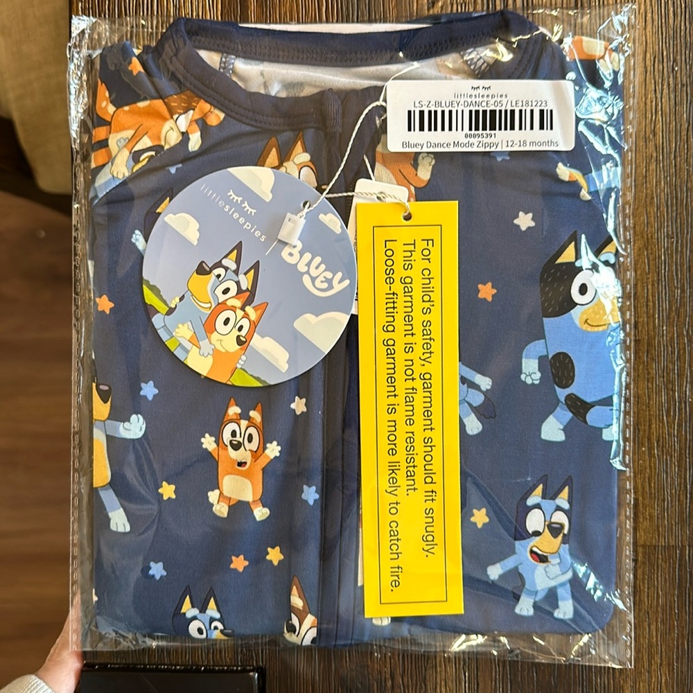 Little Sleepies BLUEY 12-18 Months zippy